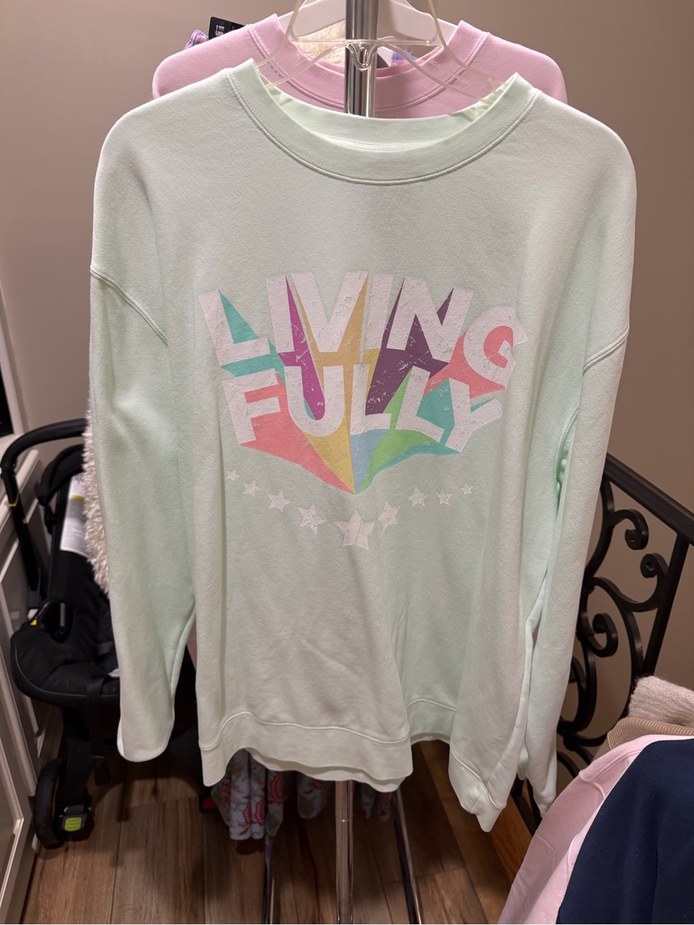 Living Fully Mint Graphic Crewneck Sweatshirt